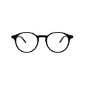 Óculos de grau redondos pretos com armação clássica e lentes transparentes
