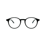 Óculos de grau redondos pretos com armação clássica e lentes transparentes
