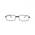 Armação de óculos retangular preta com lentes transparentes, design moderno para uso diário