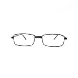 Armação de óculos retangular preta com lentes transparentes, design moderno para uso diário