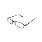 Óculos de grau retangular preto com armação fina e lentes transparentes