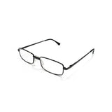 Óculos de grau retangular preto com armação fina e lentes transparentes