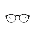 Óculos de grau redondos pretos com armação clássica e lentes transparentes