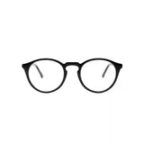 Óculos de grau redondos pretos com armação clássica e lentes transparentes