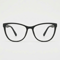 Armação de óculos preta moderna com design elegante e lentes transparentes